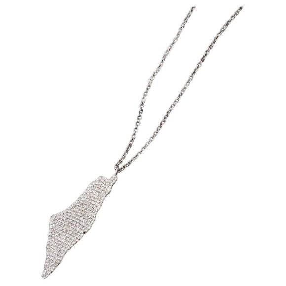 Pavé Israel Map Diamond Necklace - Picture 5 of 6
